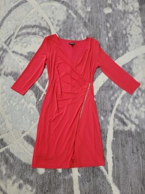 Express Coral Long Sleeve Sheath Dress Size S